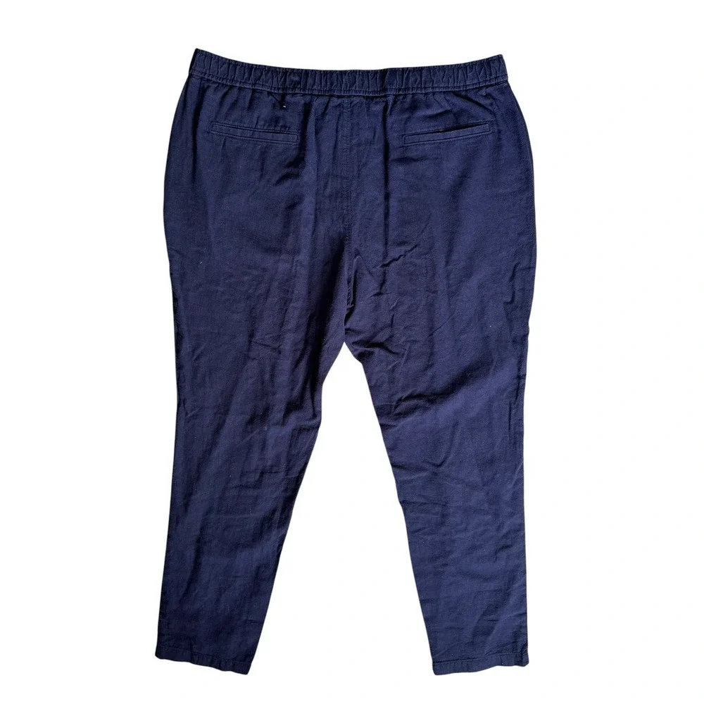 14th & Union Mens XL Navy Blue Linen Cotton Slim Fit Drawstring Pants 38x32